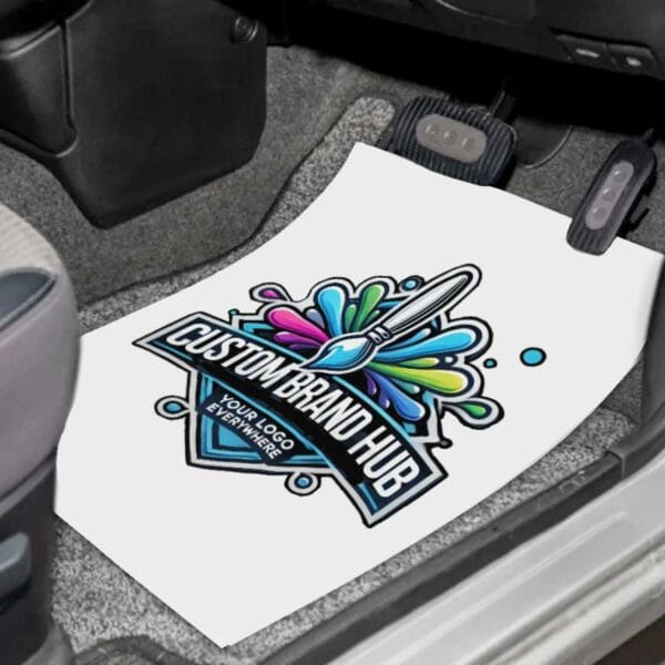 Premium custom floor mat featuring a personalised logo design