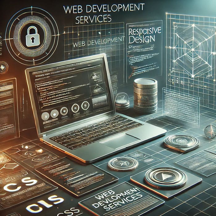 Laptop displaying a professional website design layout